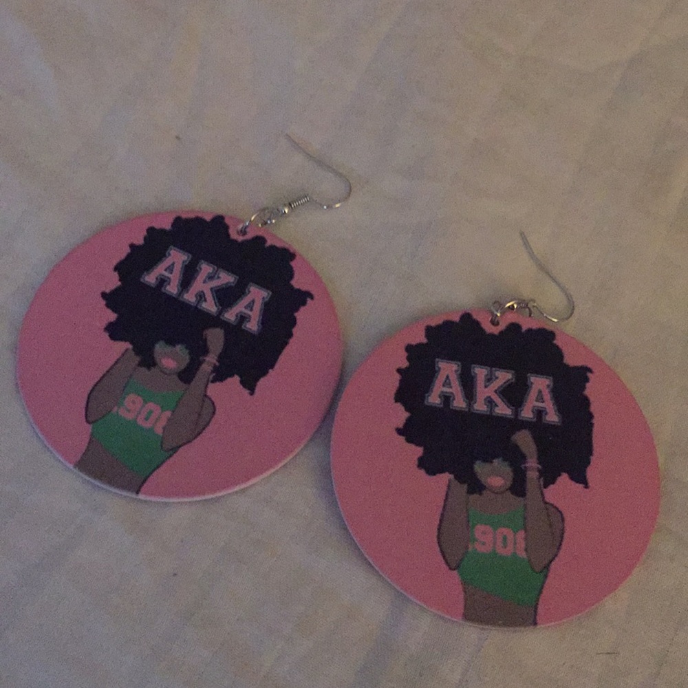 Alpha Kappa Alpha Sorority wood earrings